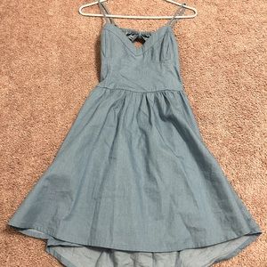 Cute Jean Dress With A Bow Decal